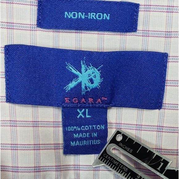 Egara Men’s XL Dress Shirt Pink Check Long Sleeve Non-Iron Cotton - Picture 3 of 7